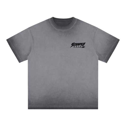 GREY REVERSE DYE SCRAPED MOTO TEE