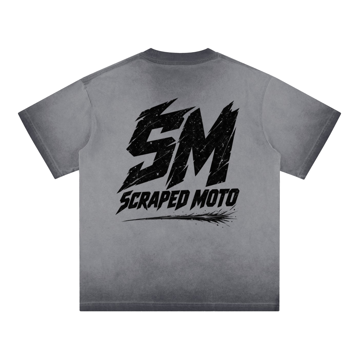 GREY REVERSE DYE SCRAPED MOTO TEE