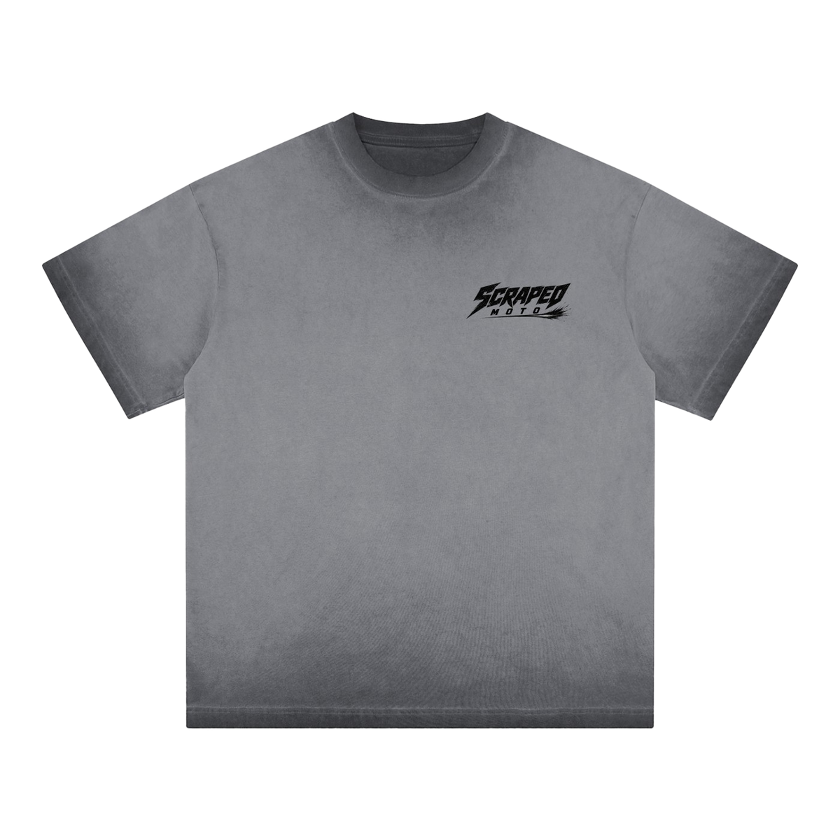 GREY REVERSE DYE SCRAPED MOTO TEE